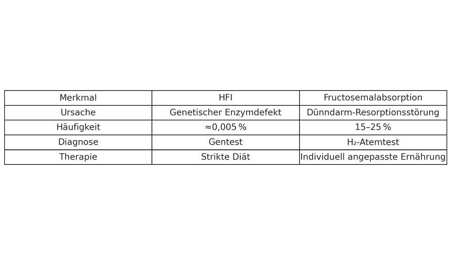 Formen der Fructoseintoleranz Formen der Fructoseintoleranz